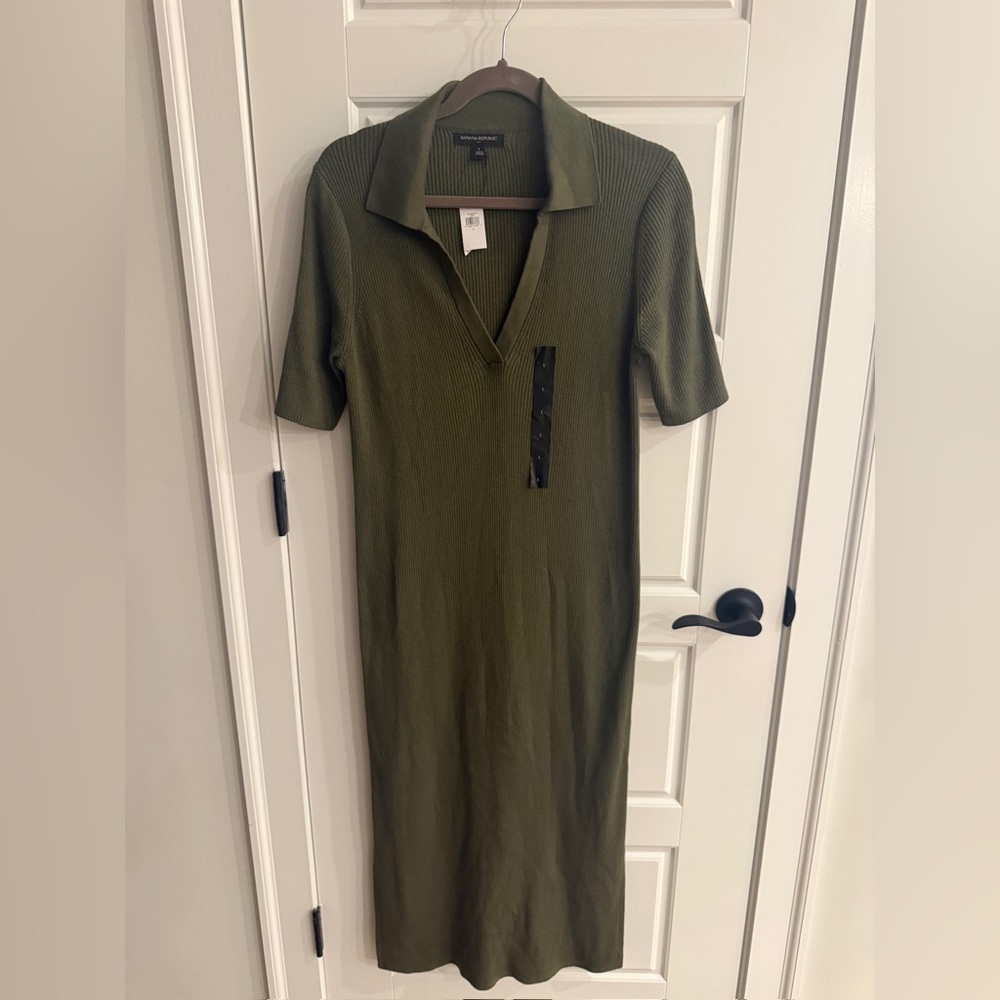 Banana Republic Olive Green Ribbed Dress